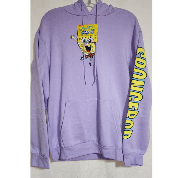 sponge bob purple hoodie men size medium-graphic is back of hoodie - Picture 2 of 6